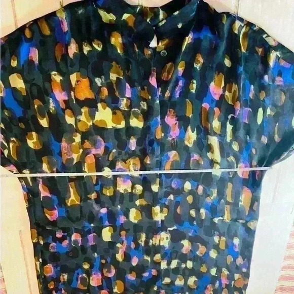 Cabi Women's M Multicolor Abstract Tunic Blouse Short Dolman Sleeve - Picture 4 of 7